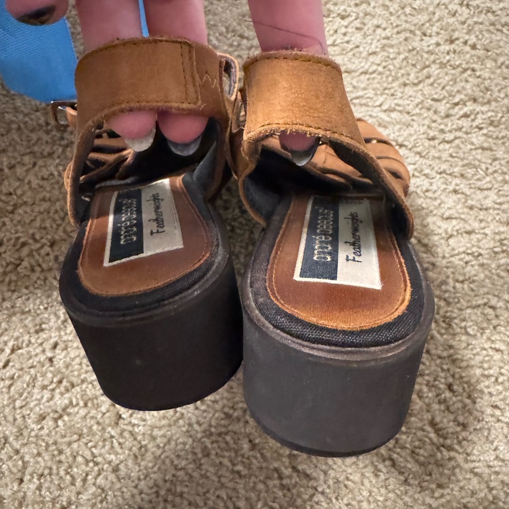 Andre Assous Tan Suede Sandals with Buckle - Picture 4 of 5